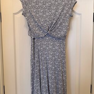 Seraphine Navy and White Midi Dress in Leopard print.